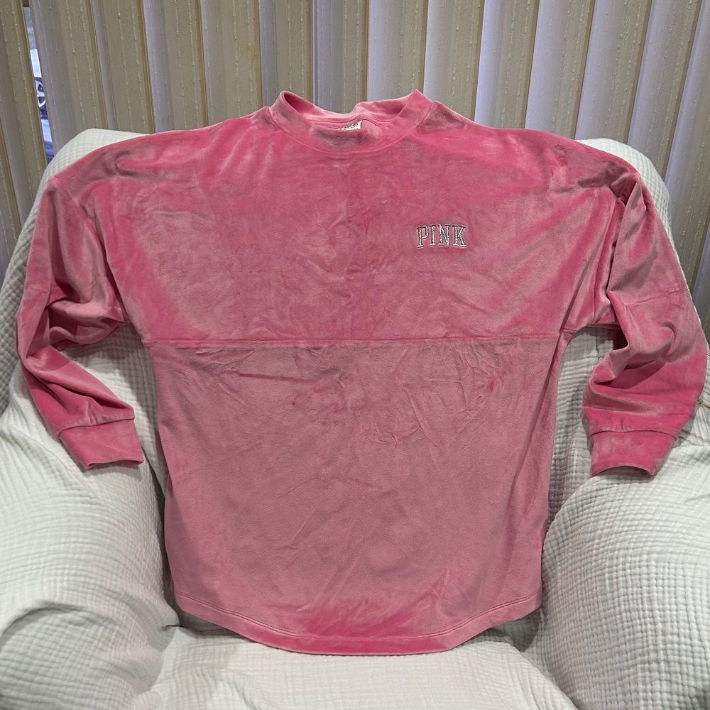 XS Hot Pink Pink Velour L/S shirt- LIKE BRAND NEW
